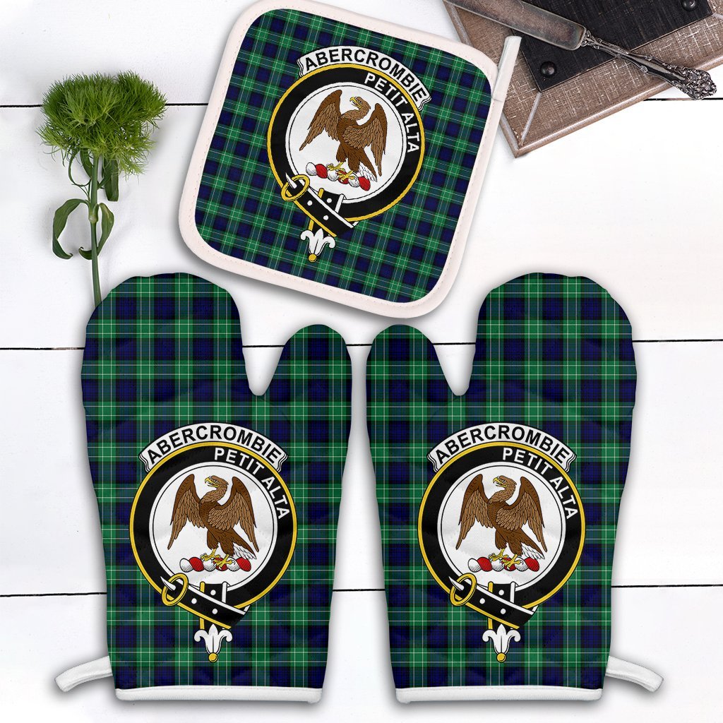 Clan Abercrombie Tartan Crest Oven Mitt And Pot Holder (2 Oven Mitts + 1 Pot Holder) XV21 Clan Abercrombie Tartan Today   