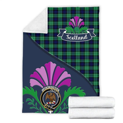 Clan Abercrombie Tartan Crest Premium Blanket Thistle Style TB87