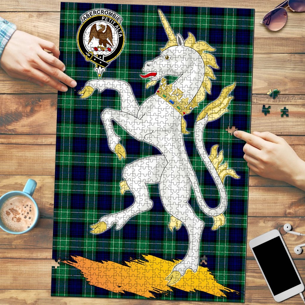 Clan Abercrombie Tartan Crest Unicorn Scotland Jigsaw Puzzles Gift For Family FI78 Clan Abercrombie Tartan Today   