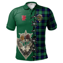 Clan Abercrombie Tartan Polo Shirt - Lion Rampant And Celtic Thistle Style ZA99 Abercrombie Tartan Tartan Polo   
