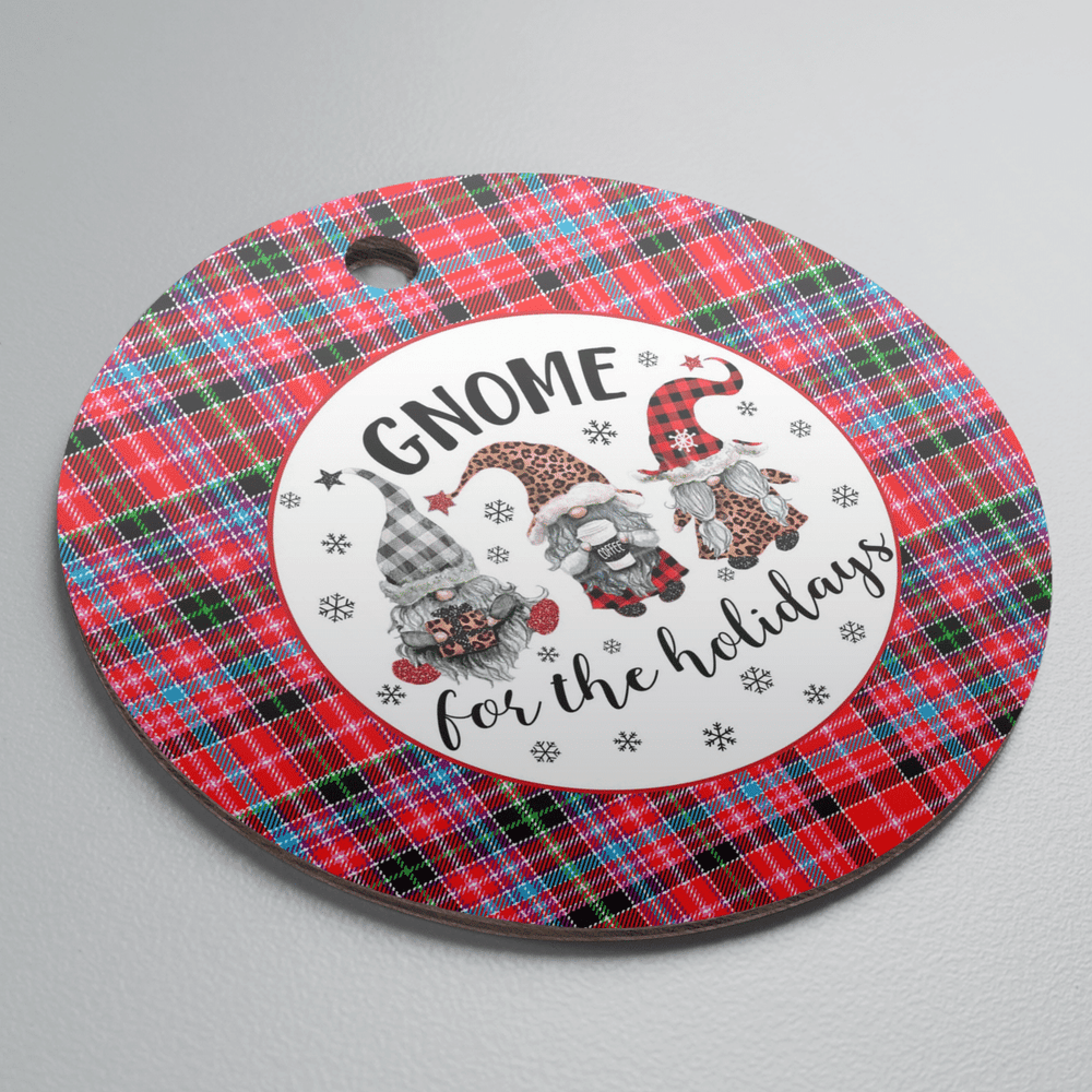 Clan Aberdeen District Tartan Gnome Round Ceramic Ornament KU58 Aberdeen District Tartan Tartan Christmas   