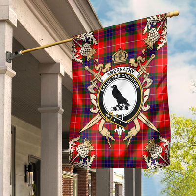 Clan Abernathy Tartan Crest Black Garden Flag - Gold Thistle MX97