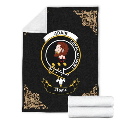 Clan Adair Crest Tartan Premium Blanket Black JI76