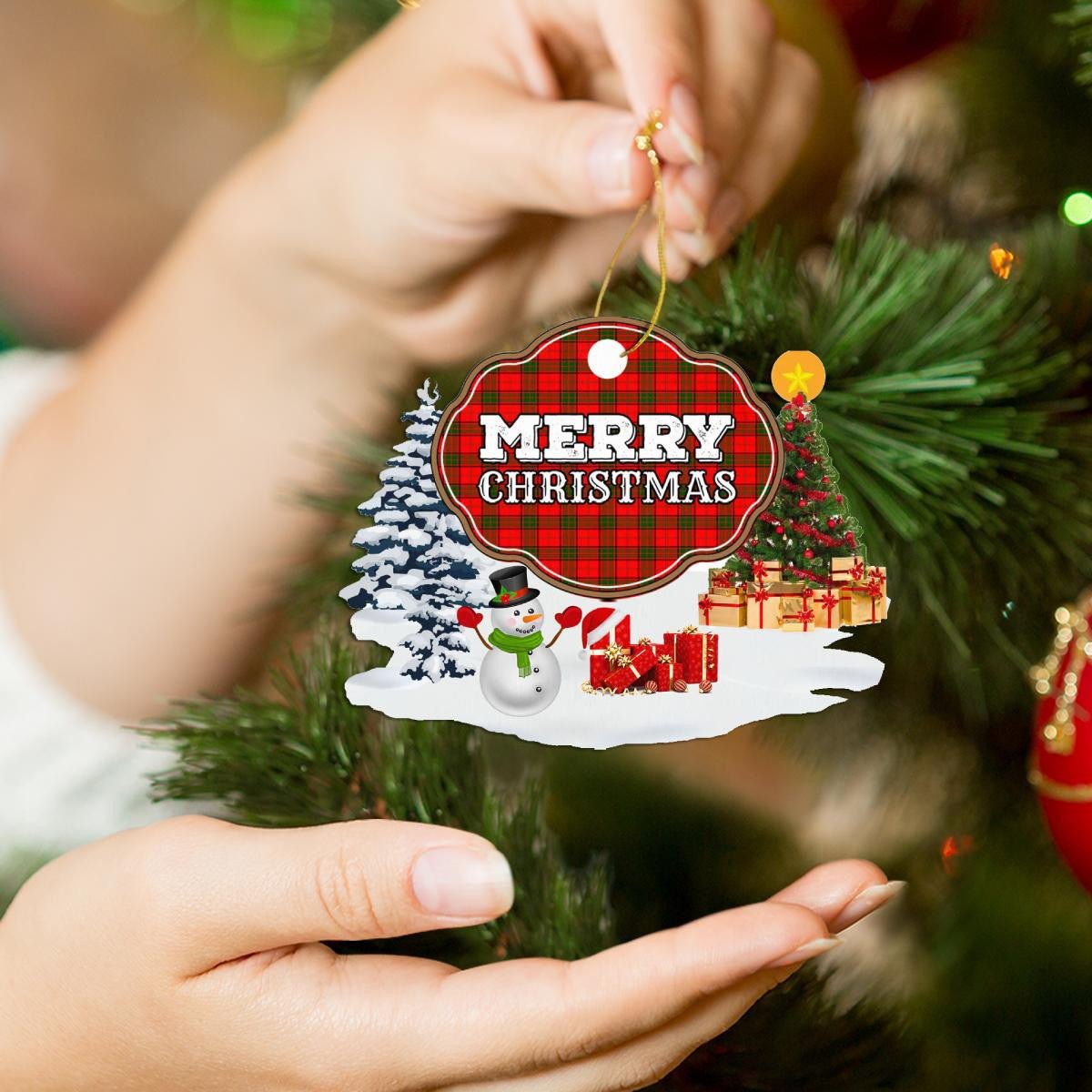Clan Adair "Merry Christmas" Tartan Acrylic Ornament RG13 Adair Tartan Tartan Christmas   