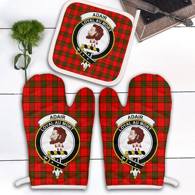 Clan Adair Tartan Crest Oven Mitt And Pot Holder (2 Oven Mitts + 1 Pot Holder) TW91