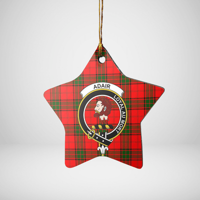 Clan Adair Tartan Crest Star Ceramic Ornament HX91