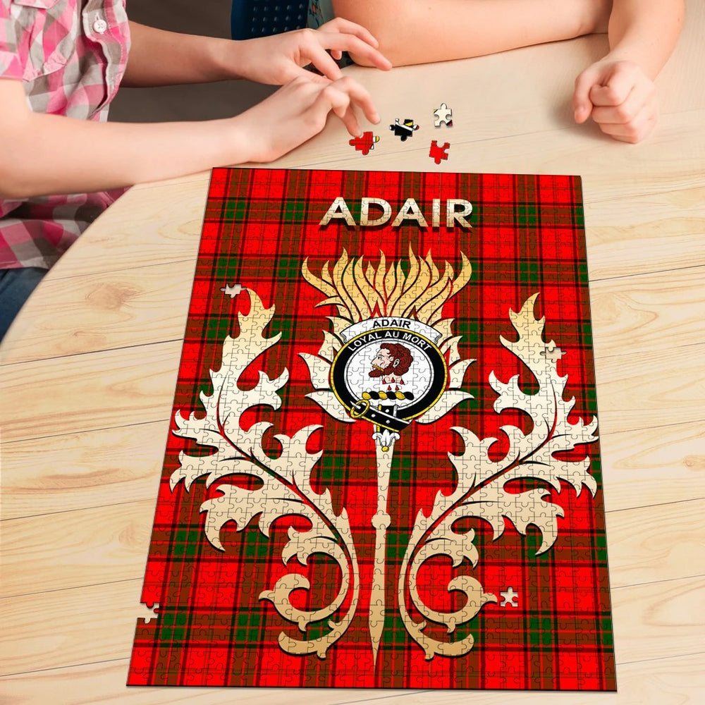 Clan Adair Tartan Crest Thistle Jigsaw Puzzles Gift For Family KH94 Clan Adair Tartan Today   