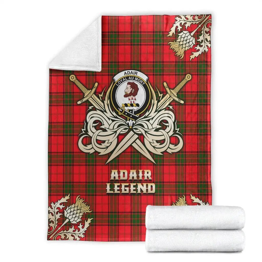 Clan Adair Tartan Gold Courage Symbol Blanket