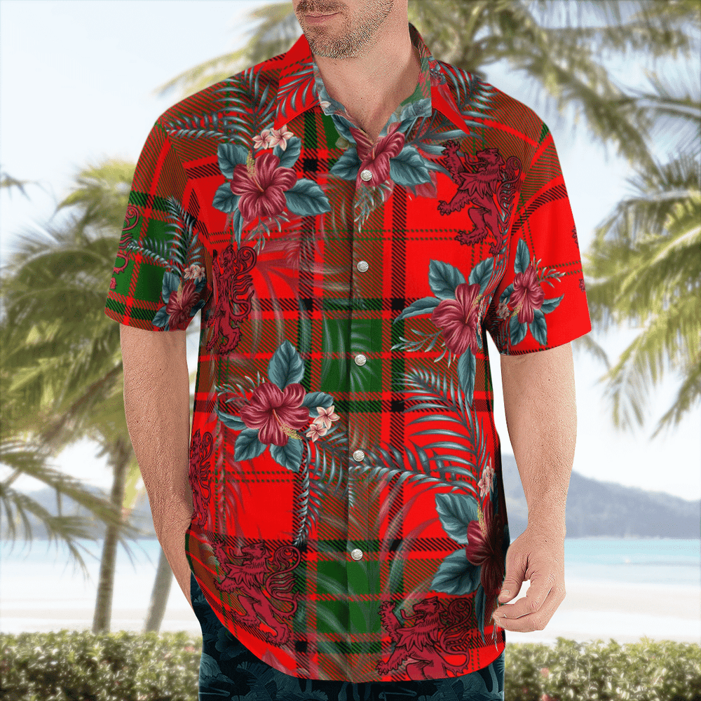Clan Adair Tartan Scottish Lion Hawaiian Shirt FT30 Adair Tartan Tartan Hawaii Shirt   