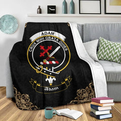 Clan Adam Crest Tartan Premium Blanket Black MI15 Clan Adam Tartan Today   