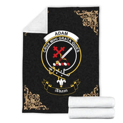 Clan Adam Crest Tartan Premium Blanket Black MI15 Clan Adam Tartan Today   
