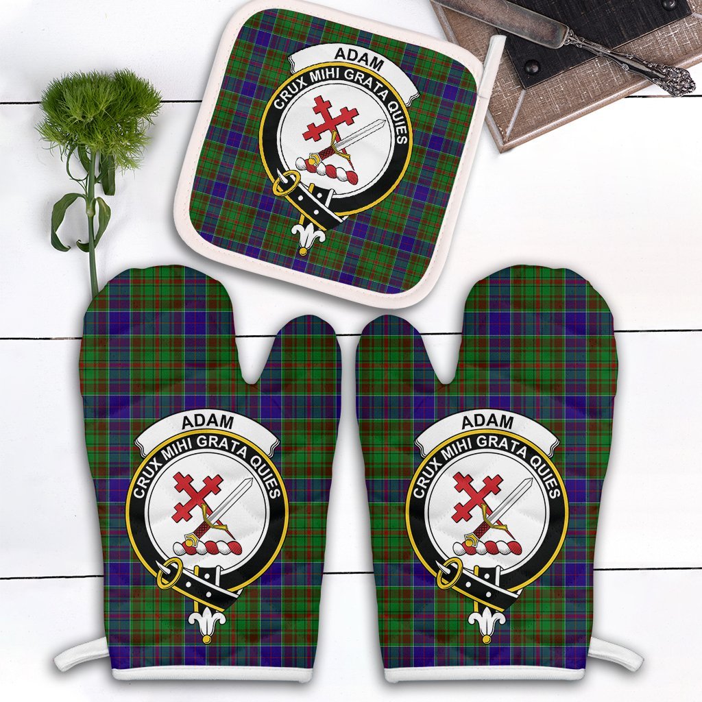 Clan Adam Tartan Crest Oven Mitt And Pot Holder (2 Oven Mitts + 1 Pot Holder) UT11 Clan Adam Tartan Today   