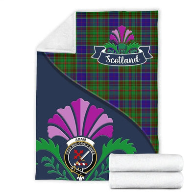 Clan Adam Tartan Crest Premium Blanket Thistle Style EN62