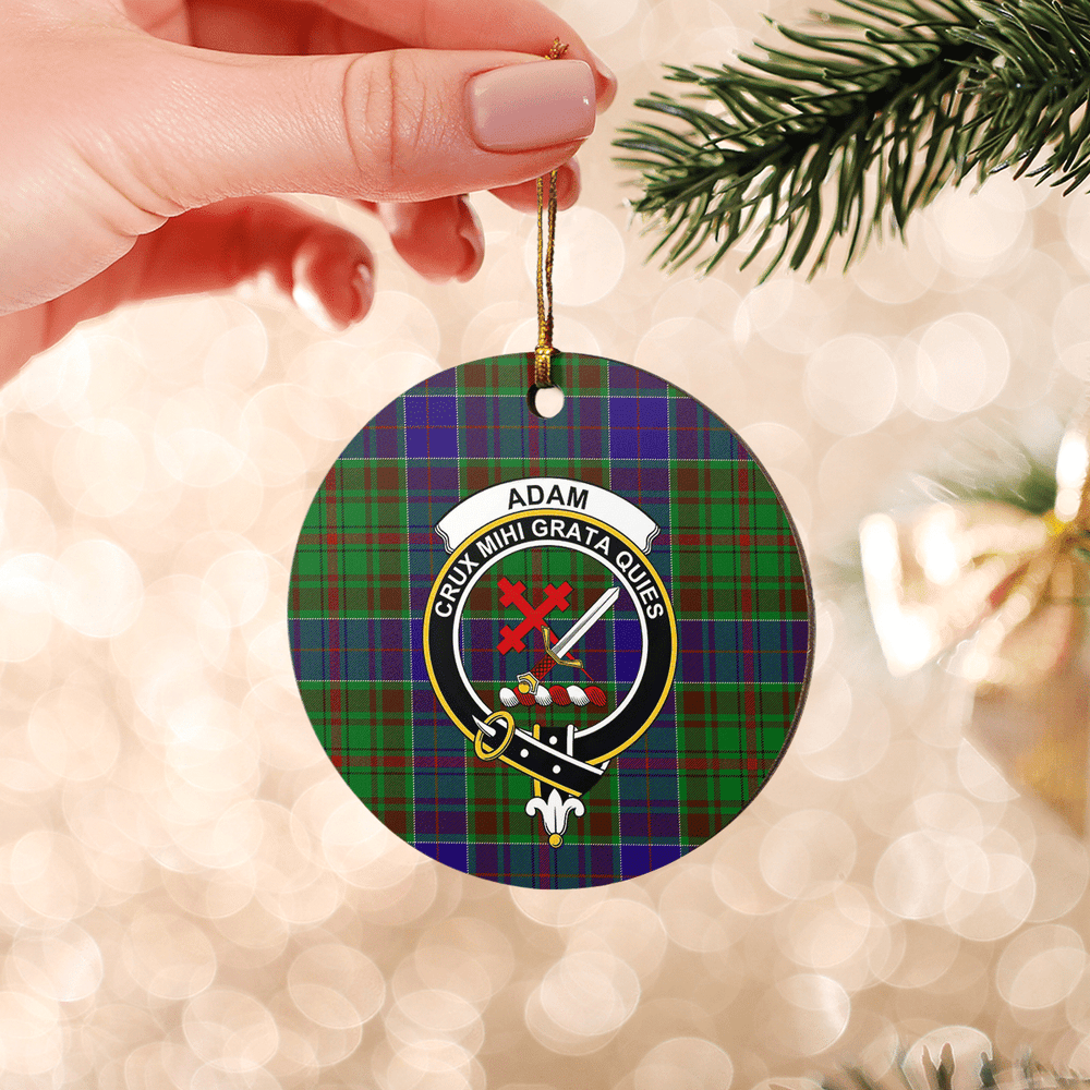 Clan Adam Tartan Crest Round Ceramic Ornament MV36 Adam Tartan Tartan Christmas   