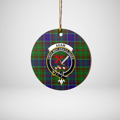 Clan Adam Tartan Crest Round Ceramic Ornament MV36