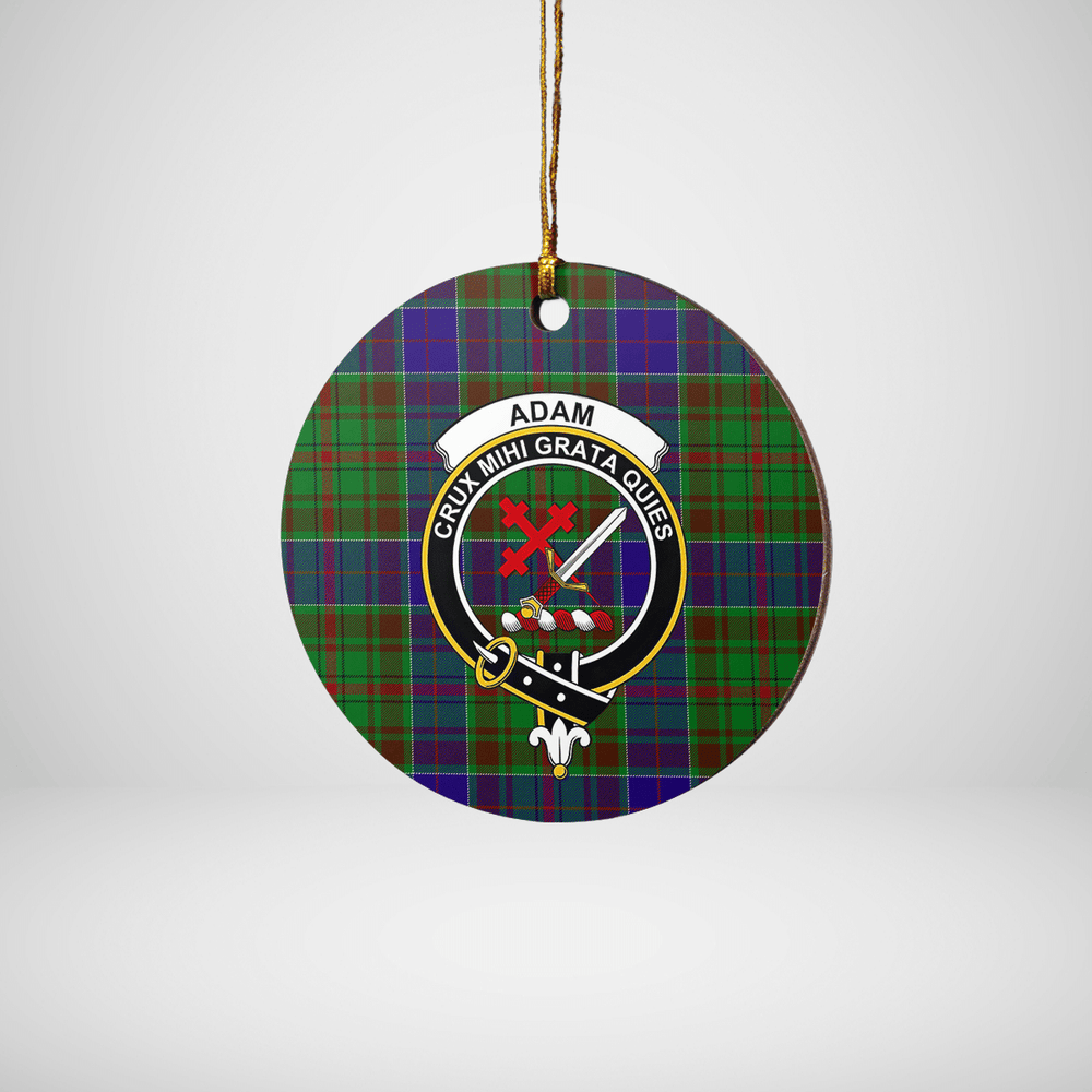 Clan Adam Tartan Crest Round Ceramic Ornament MV36 Adam Tartan Tartan Christmas   