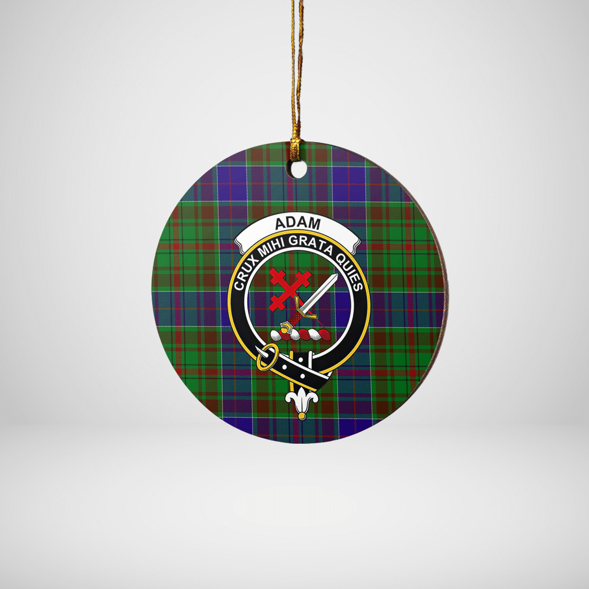 Clan Adam Tartan Crest Round Ceramic Ornament MV36 Adam Tartan Tartan Christmas   