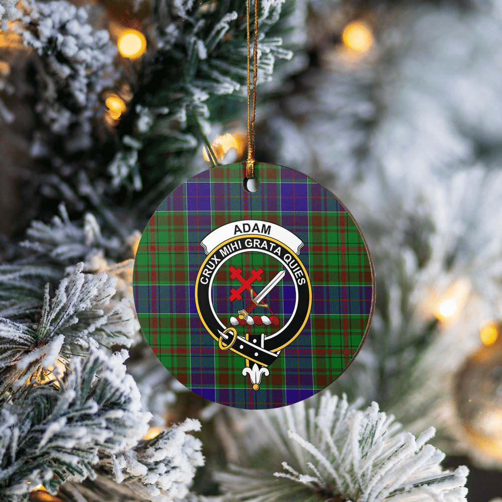 Clan Adam Tartan Crest Round Ceramic Ornament MV36 Adam Tartan Tartan Christmas   