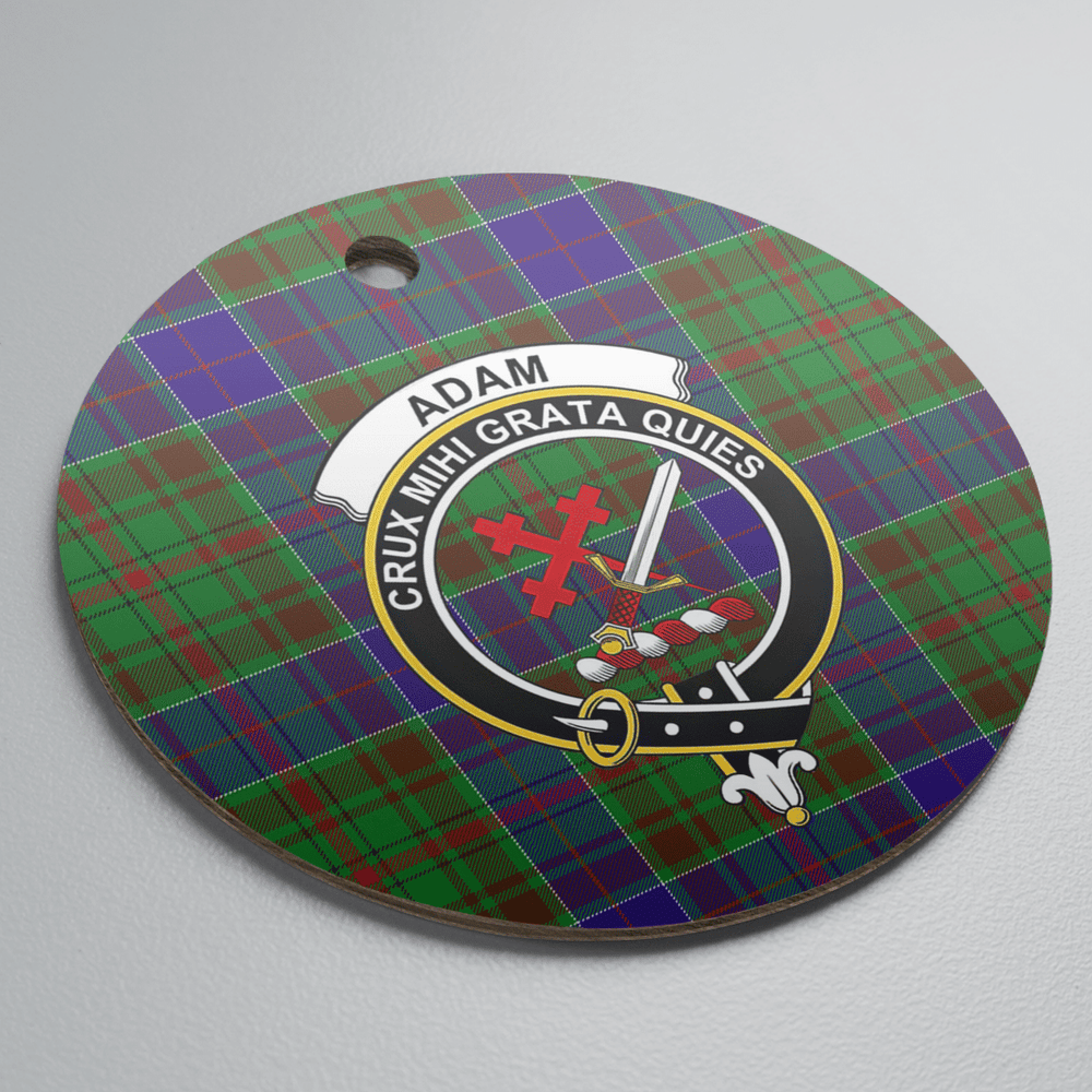 Clan Adam Tartan Crest Round Ceramic Ornament MV36 Adam Tartan Tartan Christmas   