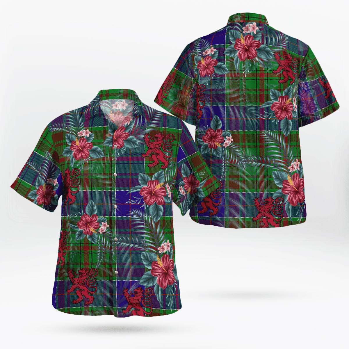 Clan Adam Tartan Scottish Lion Hawaiian Shirt SU90 Adam Tartan Tartan Hawaii Shirt   