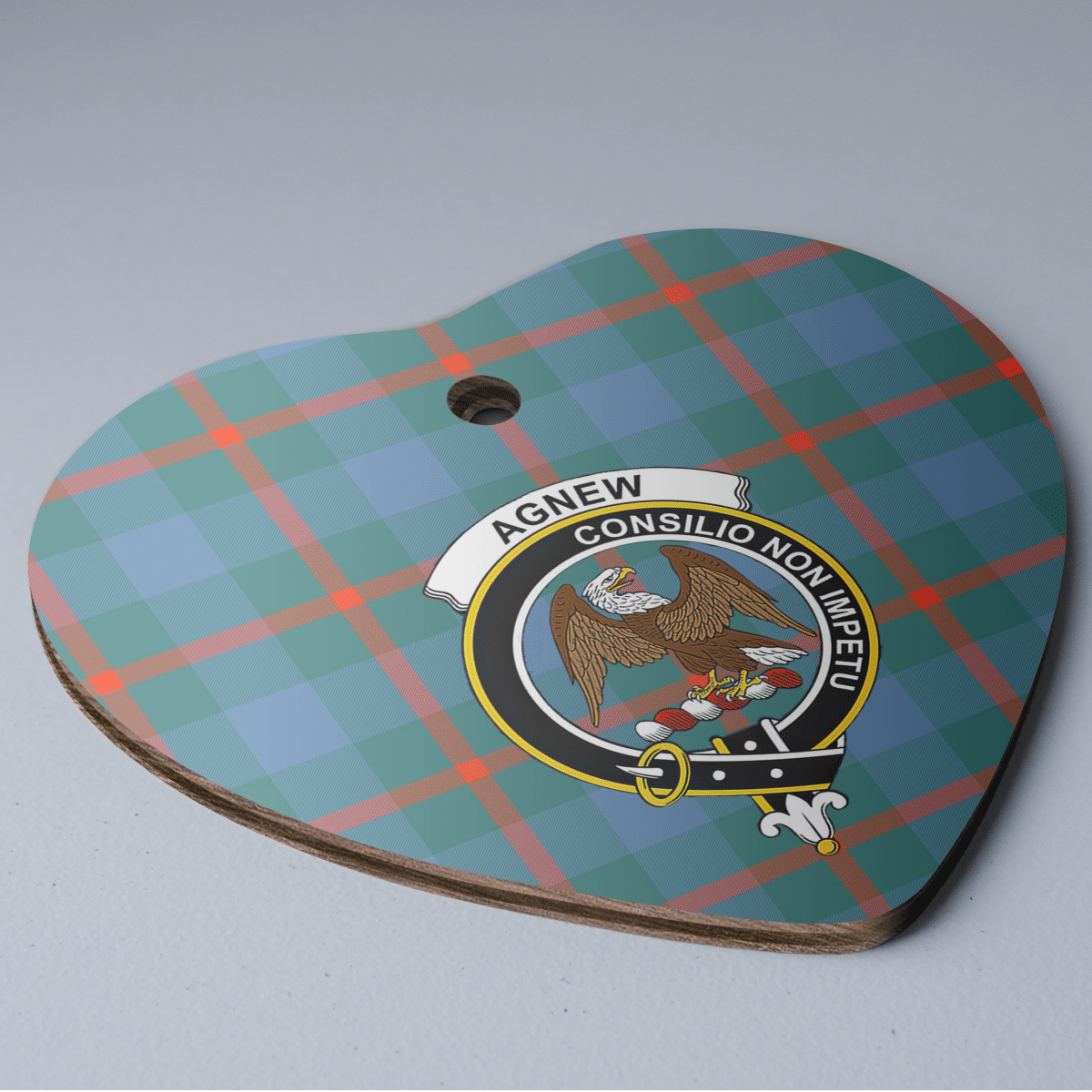 Clan Agnew Ancient Tartan Crest Heart Ceramic Ornament HF12 Agnew Ancient Tartan Tartan Christmas   