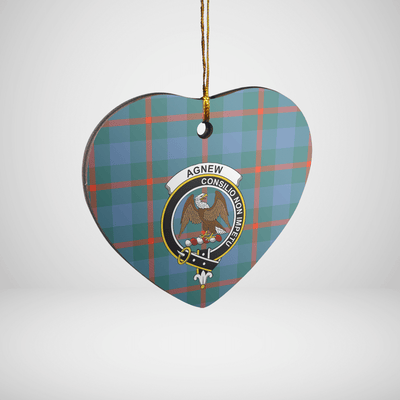 Clan Agnew Ancient Tartan Crest Heart Ceramic Ornament HF12