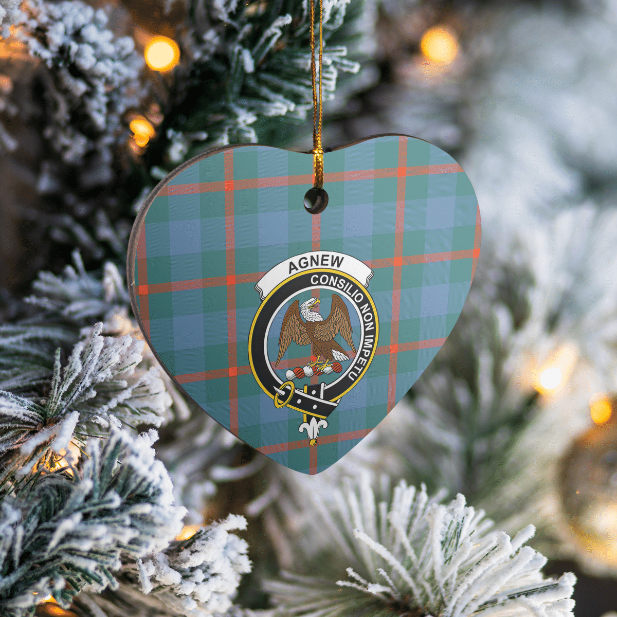 Clan Agnew Ancient Tartan Crest Heart Ceramic Ornament HF12 Agnew Ancient Tartan Tartan Christmas   