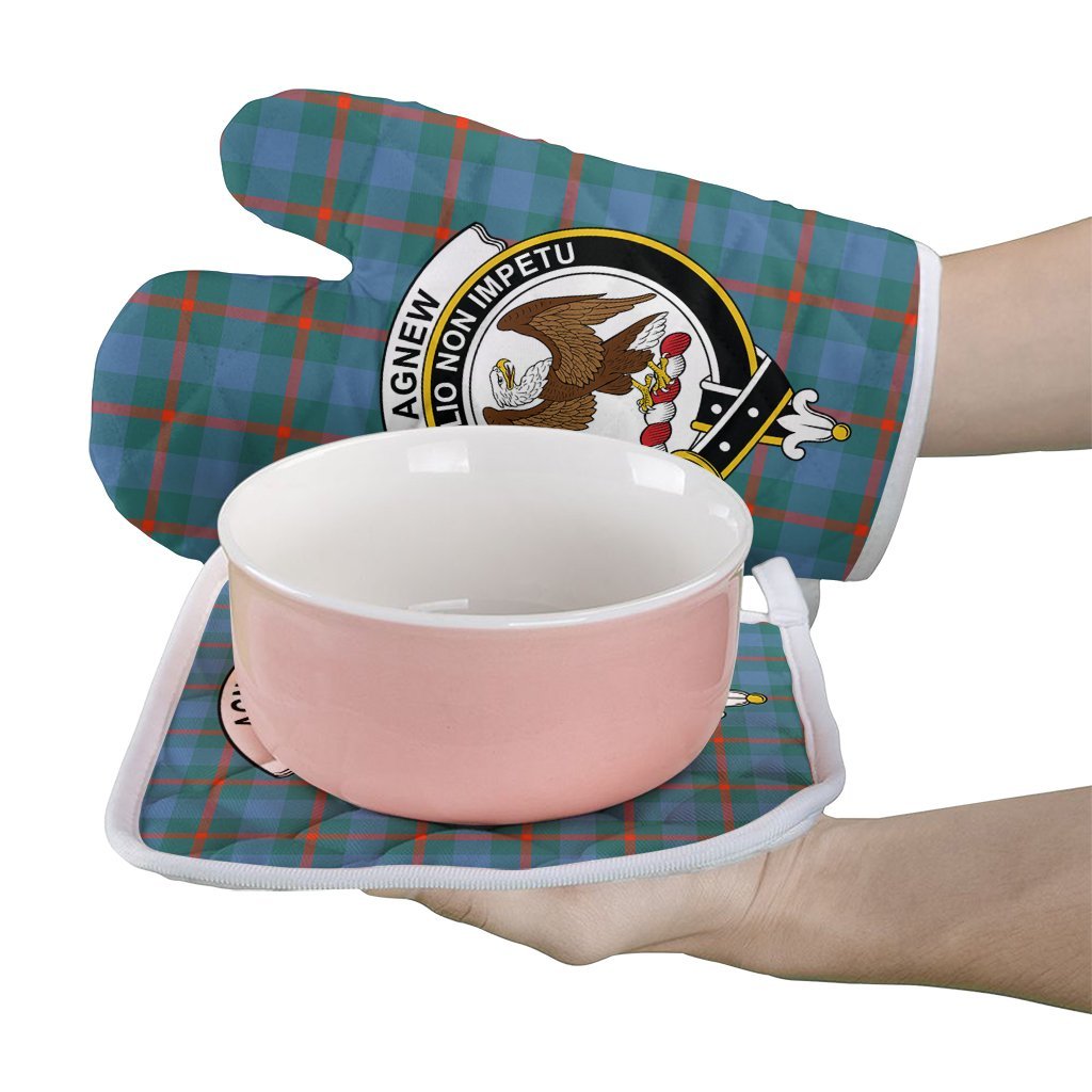 Clan Agnew Ancient Tartan Crest Oven Mitt And Pot Holder (2 Oven Mitts + 1 Pot Holder) EJ40 Clan Agnew Tartan Today   