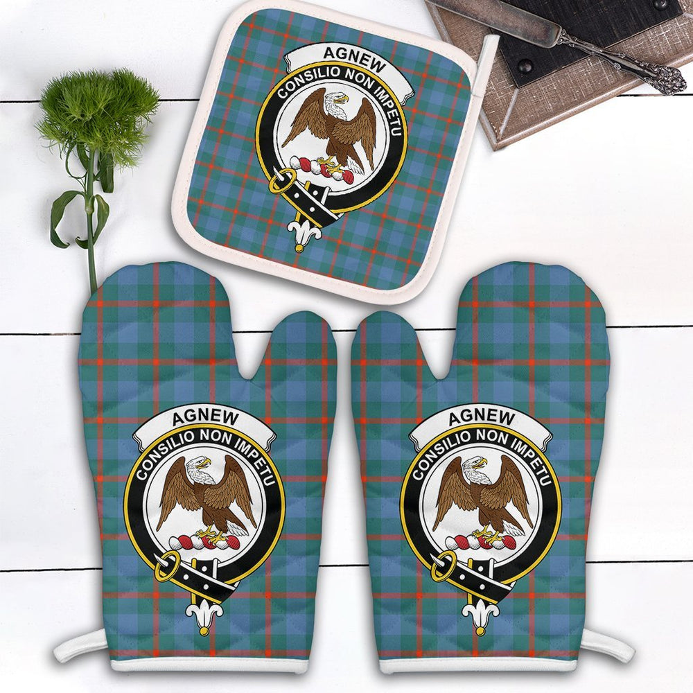 Clan Agnew Ancient Tartan Crest Oven Mitt And Pot Holder (2 Oven Mitts + 1 Pot Holder) EJ40 Clan Agnew Tartan Today   