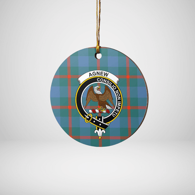 Clan Agnew Ancient Tartan Crest Round Ceramic Ornament IG74