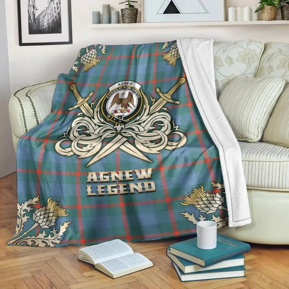 Clan Agnew Ancient Tartan Gold Courage Symbol Blanket TE24 Clan Agnew Tartan Today   