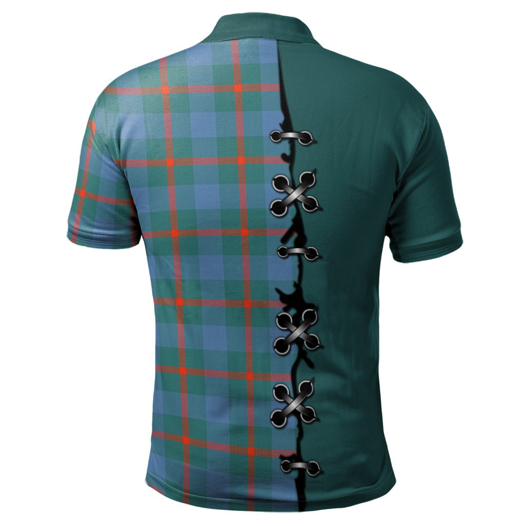 Clan Agnew Ancient Tartan Polo Shirt - Lion Rampant And Celtic Thistle Style QI96 Agnew Ancient Tartan Tartan Polo   
