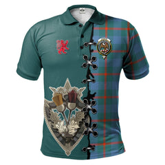 Clan Agnew Ancient Tartan Polo Shirt - Lion Rampant And Celtic Thistle Style QI96 Agnew Ancient Tartan Tartan Polo   