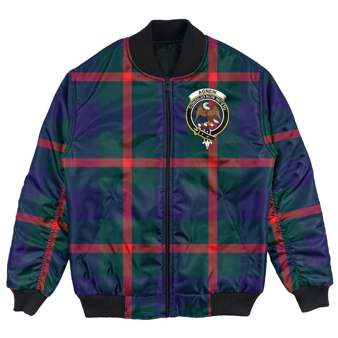 Clan Agnew Modern Tartan Crest Bomber Jacket MQ48 Agnew Modern Tartan Tartan Bomber Jacket   