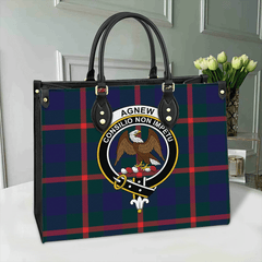 Clan Agnew Modern Tartan Crest Leather Bag HE65 Clan Agnew Tartan Today   