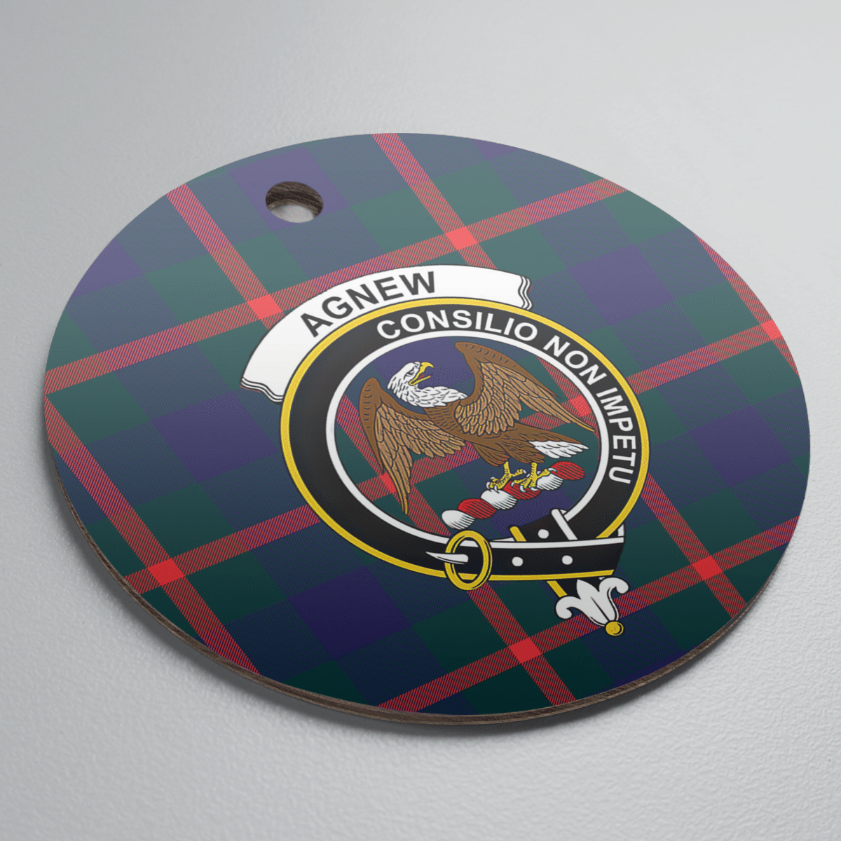 Clan Agnew Modern Tartan Crest Round Ceramic Ornament MO35 Agnew Modern Tartan Tartan Christmas   