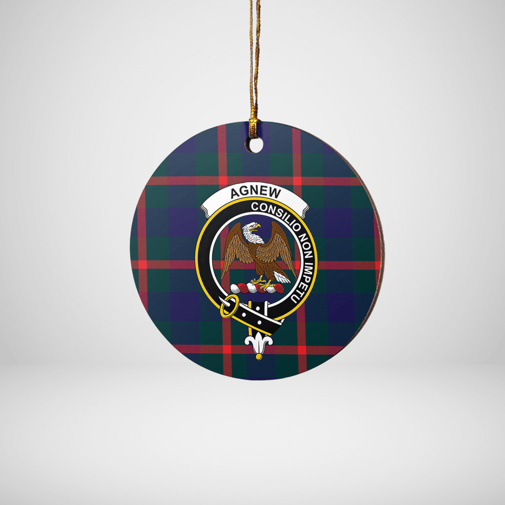 Clan Agnew Modern Tartan Crest Round Ceramic Ornament MO35 Agnew Modern Tartan Tartan Christmas   