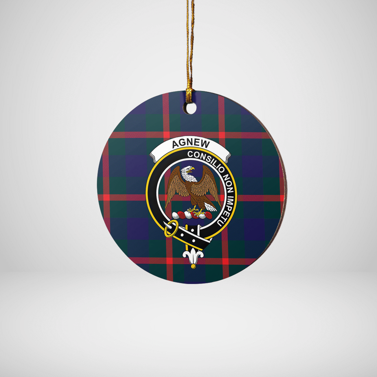 Clan Agnew Modern Tartan Crest Round Ceramic Ornament MO35 Agnew Modern Tartan Tartan Christmas   