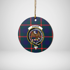 Clan Agnew Modern Tartan Crest Round Ceramic Ornament MO35 Agnew Modern Tartan Tartan Christmas   