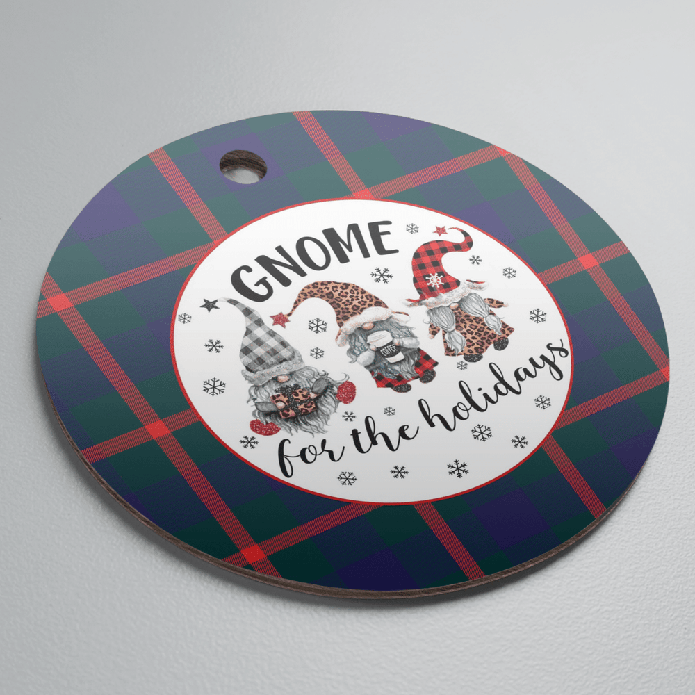 Clan Agnew Modern Tartan Gnome Round Ceramic Ornament GM60 Agnew Modern Tartan Tartan Christmas   