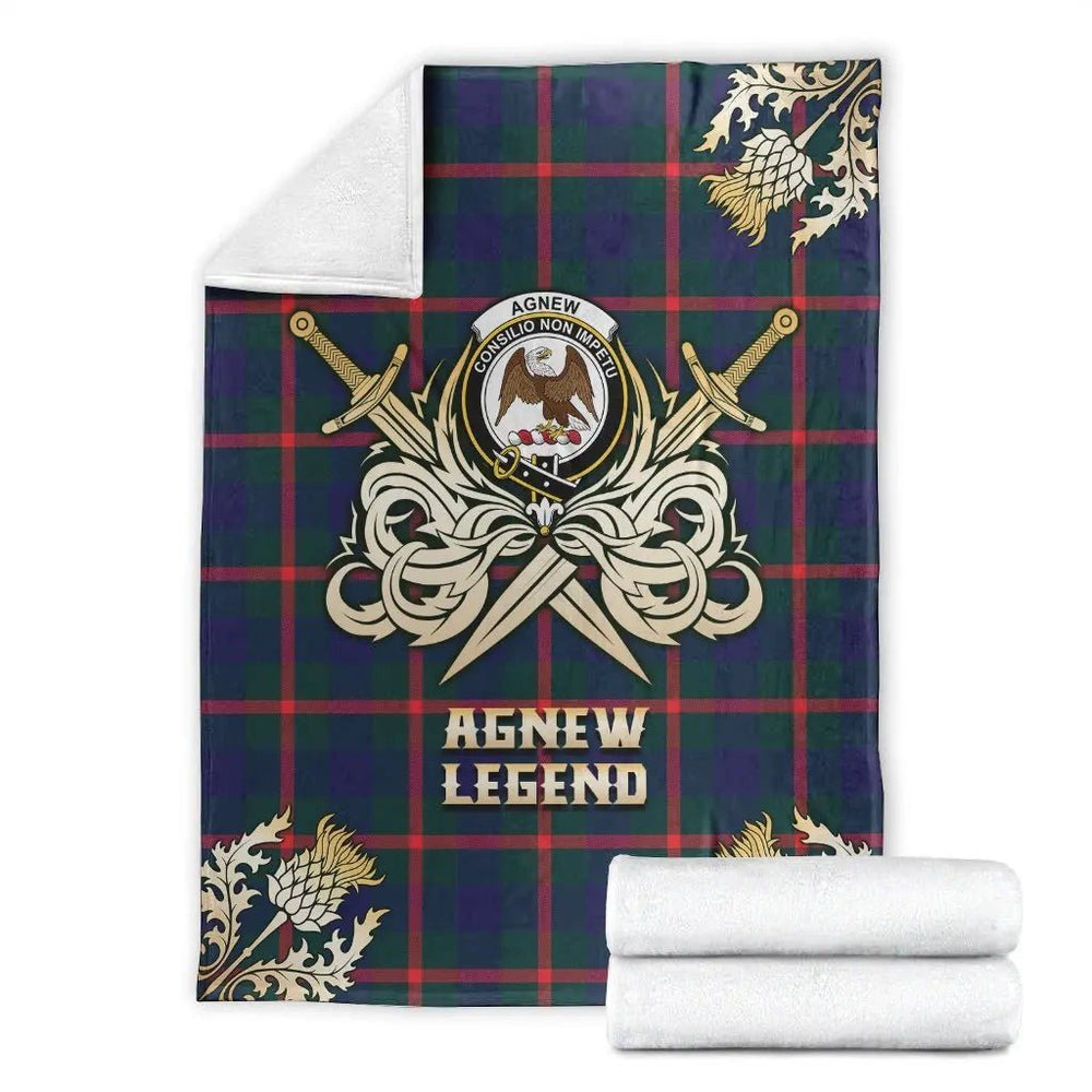 Clan Agnew Modern Tartan Gold Courage Symbol Blanket BN86 Clan Agnew Tartan Today   