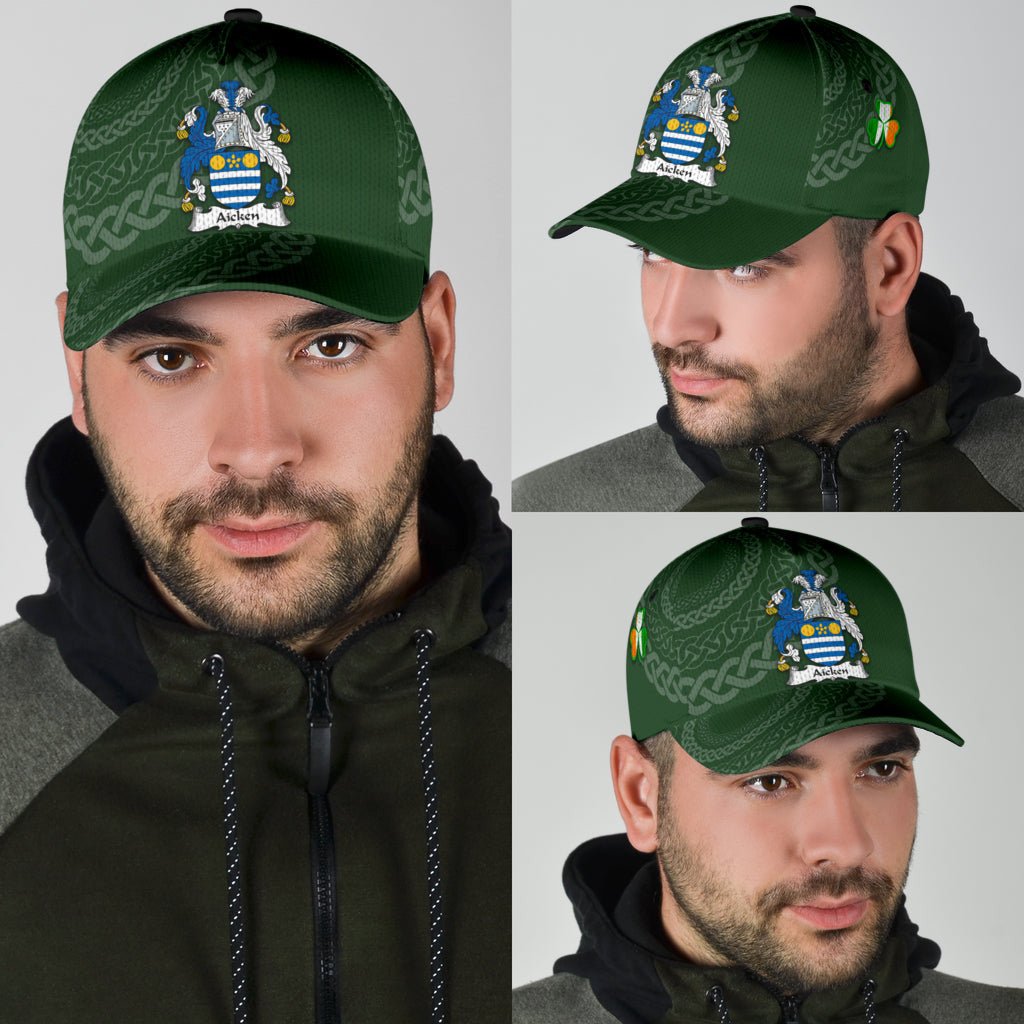 Clan Aicken Coat Of Arms - Irish Family Crest St Patrick's Day Classic CapEV69 Classic Cap - Aicken Coat Of Arms St Patrick's Day Classic Cap Irish Cap   