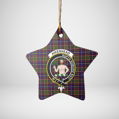 Clan Aikenhead Tartan Crest Star Ceramic Ornament