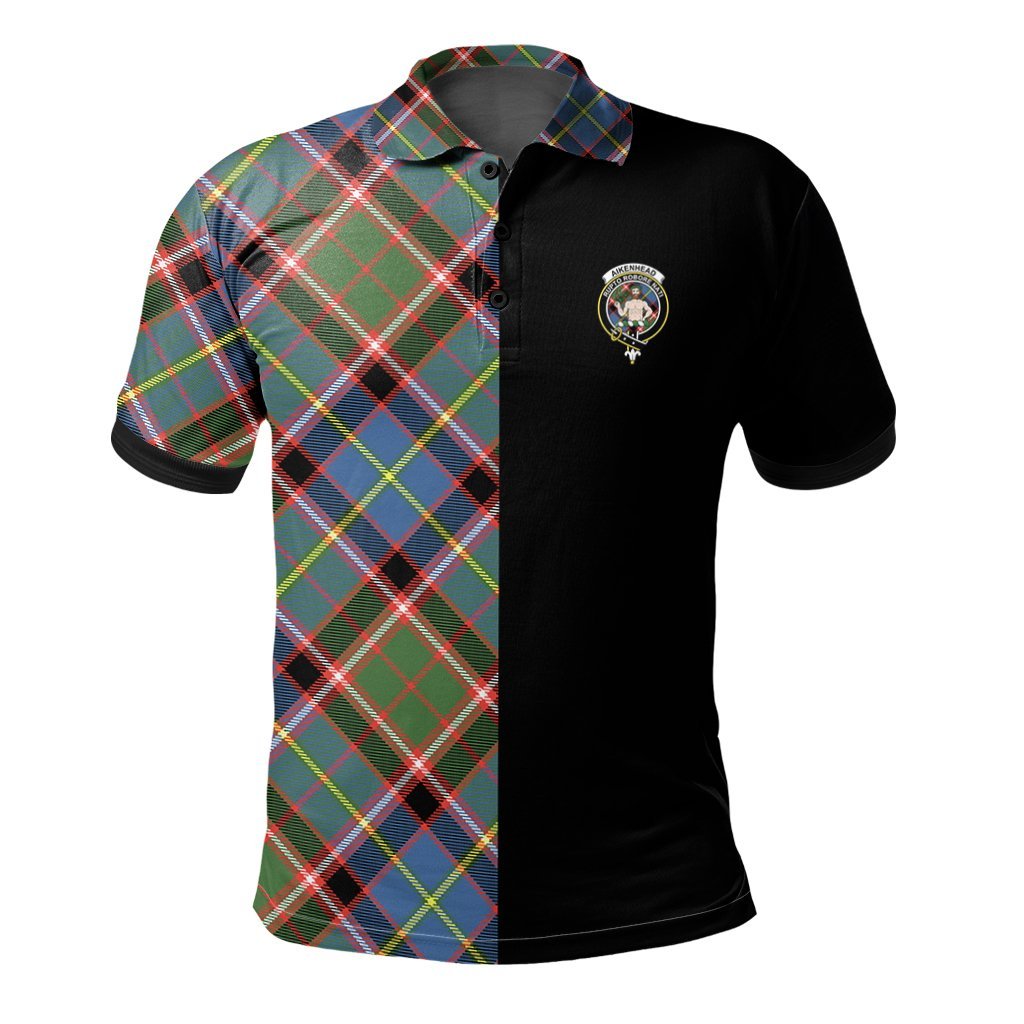 Clan Aikenhead Tartan Polo Shirt Half of Me - Cross Style OK58 Aikenhead Tartan Tartan Polo   