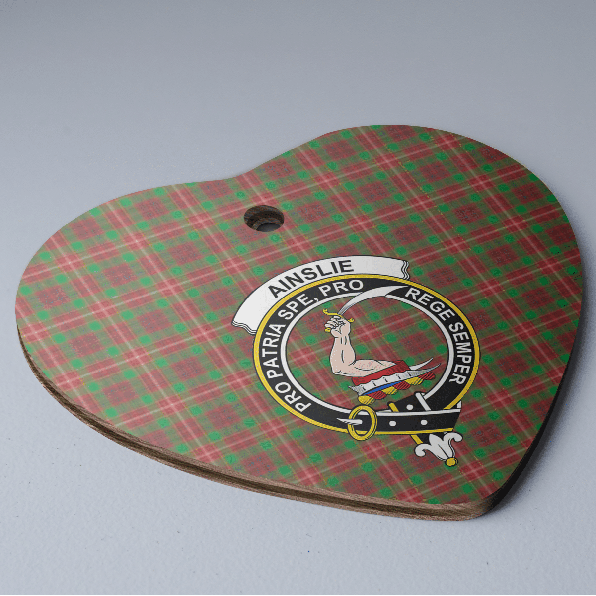 Clan Ainslie 2 Tartan Crest Heart Ceramic Ornament VL86 Ainslie 2 Tartan Tartan Christmas   