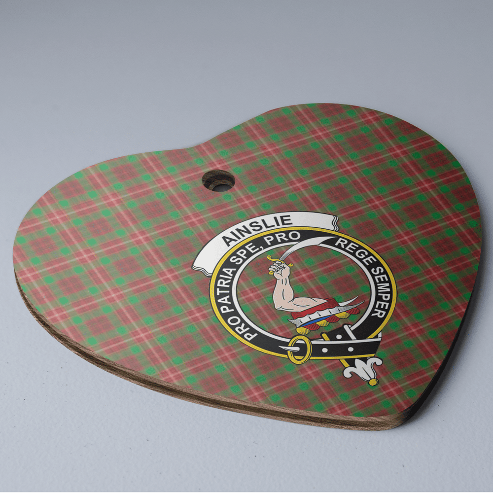 Clan Ainslie 2 Tartan Crest Heart Ceramic Ornament VL86 Ainslie 2 Tartan Tartan Christmas   