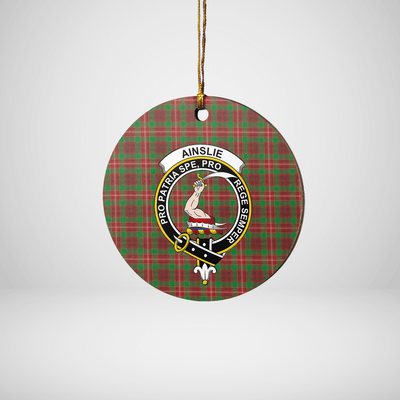 Clan Ainslie 2 Tartan Crest Round Ceramic Ornament