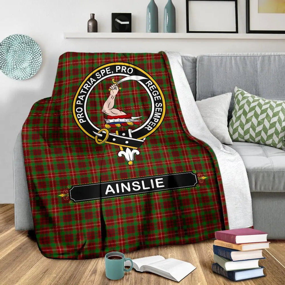 Clan Ainslie Family Tartan Crest Blanket 3 Sizes ZL25 Clan Ainslie Tartan Today   
