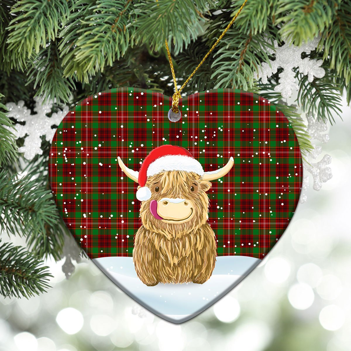 Clan Ainslie Tartan Christmas Ceramic Ornament Highland Cows Style AX86 Ainslie Tartan Tartan Ornament   