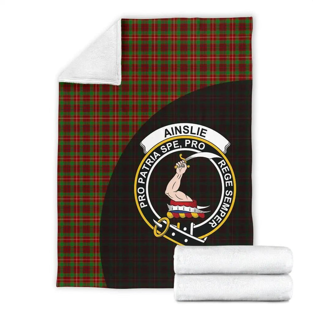 Clan Ainslie Tartan Crest Blanket Wave Style JZ57 Clan Ainslie Tartan Today   